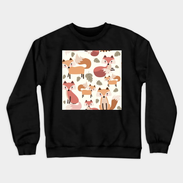 Little Fox and Leaf Print Crewneck Sweatshirt by NattyDesigns
